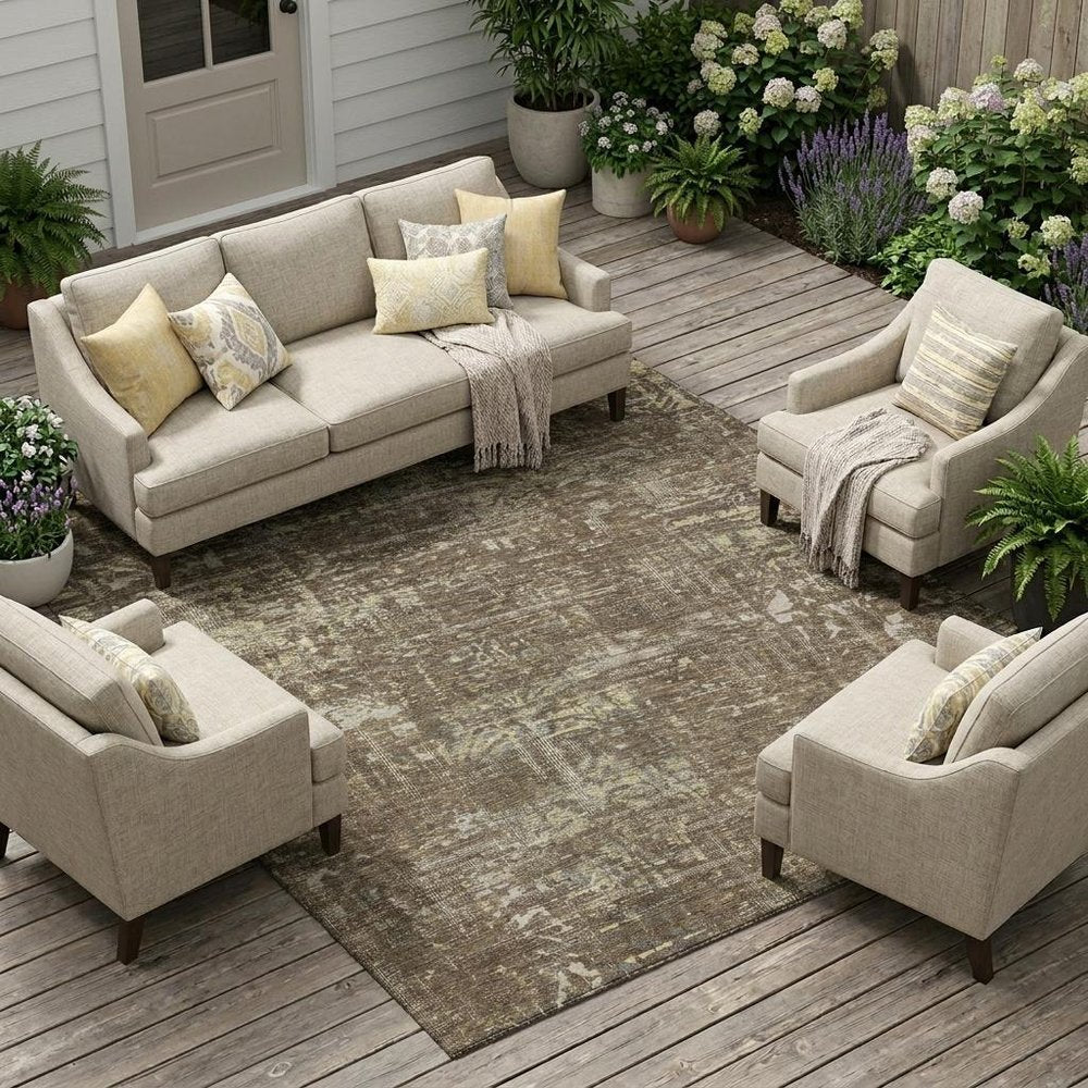 10' X 14' Chocolate And Brown Abstract Washable Indoor Outdoor Area Rug HomeRoots