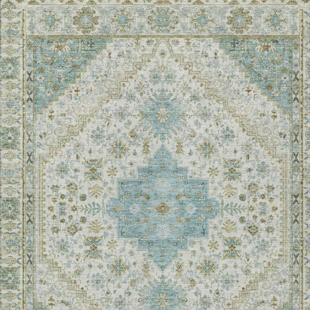 8' X 10' Ivory And Silver Oriental Washable Indoor Outdoor Area Rug