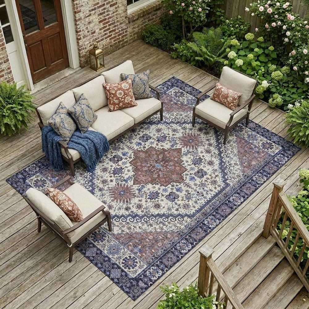 10' X 14' Linen And Ivory Oriental Washable Indoor Outdoor Area Rug HomeRoots