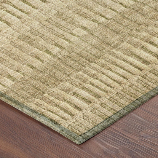 3' X 5' Copper And Orange Striped Washable Indoor Outdoor Area Rug