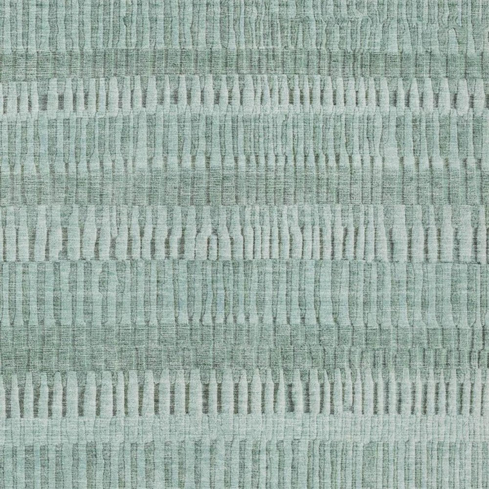 10' X 14' Teal Blue And Silver Striped Washable Indoor Outdoor Area Rug