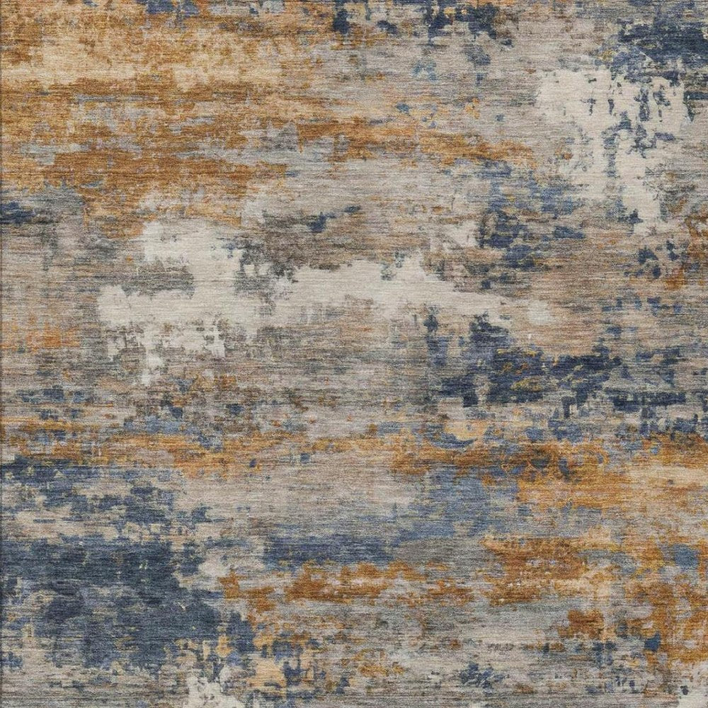 5' X 8' Granite Gray And Gray Abstract Washable Indoor Outdoor Area Rug