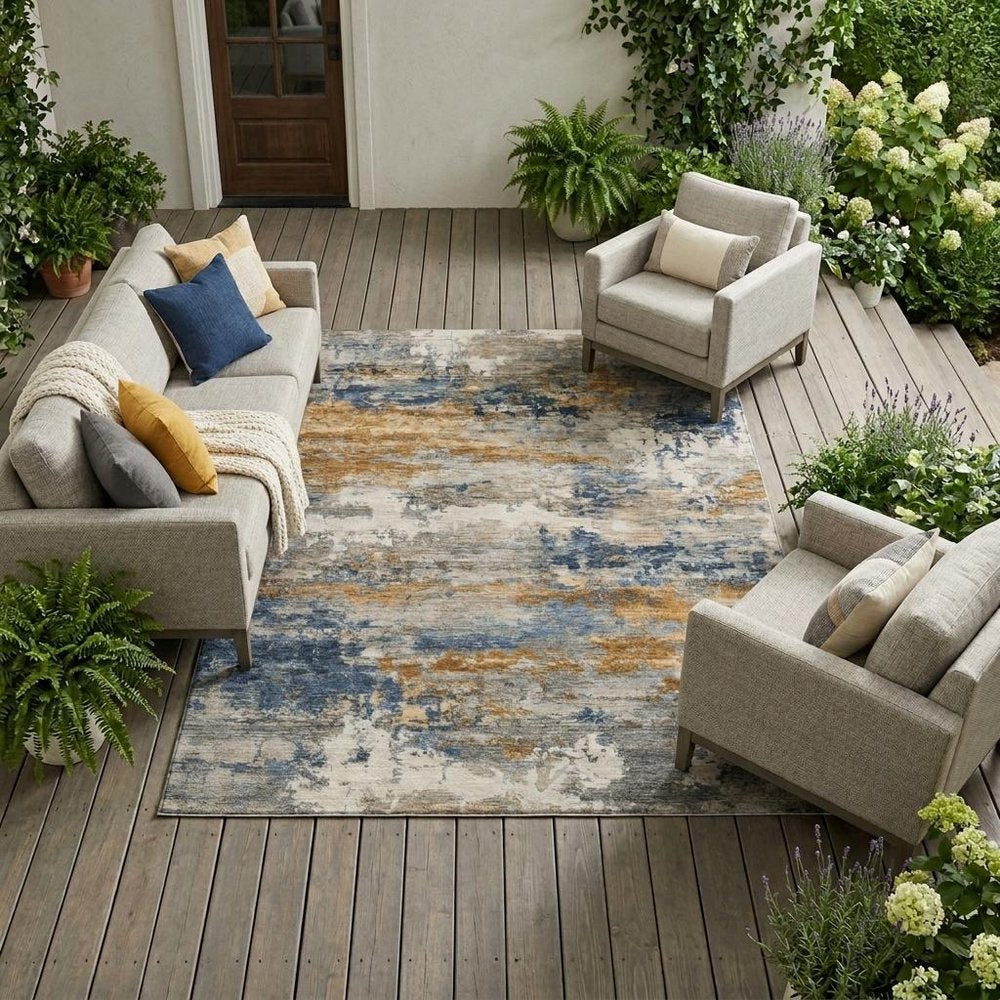9' X 12' Granite Gray And Gray Abstract Washable Indoor Outdoor Area Rug HomeRoots