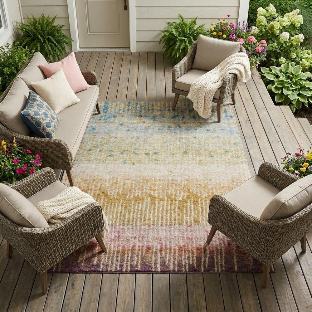 10' X 14' Gold And Beige Abstract Washable Indoor Outdoor Area Rug HomeRoots