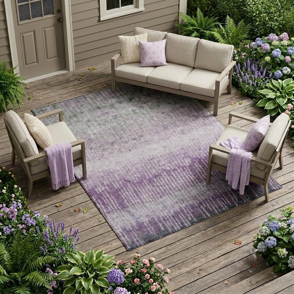 8' X 10' Purple And Lavender Abstract Washable Indoor Outdoor Area Rug HomeRoots