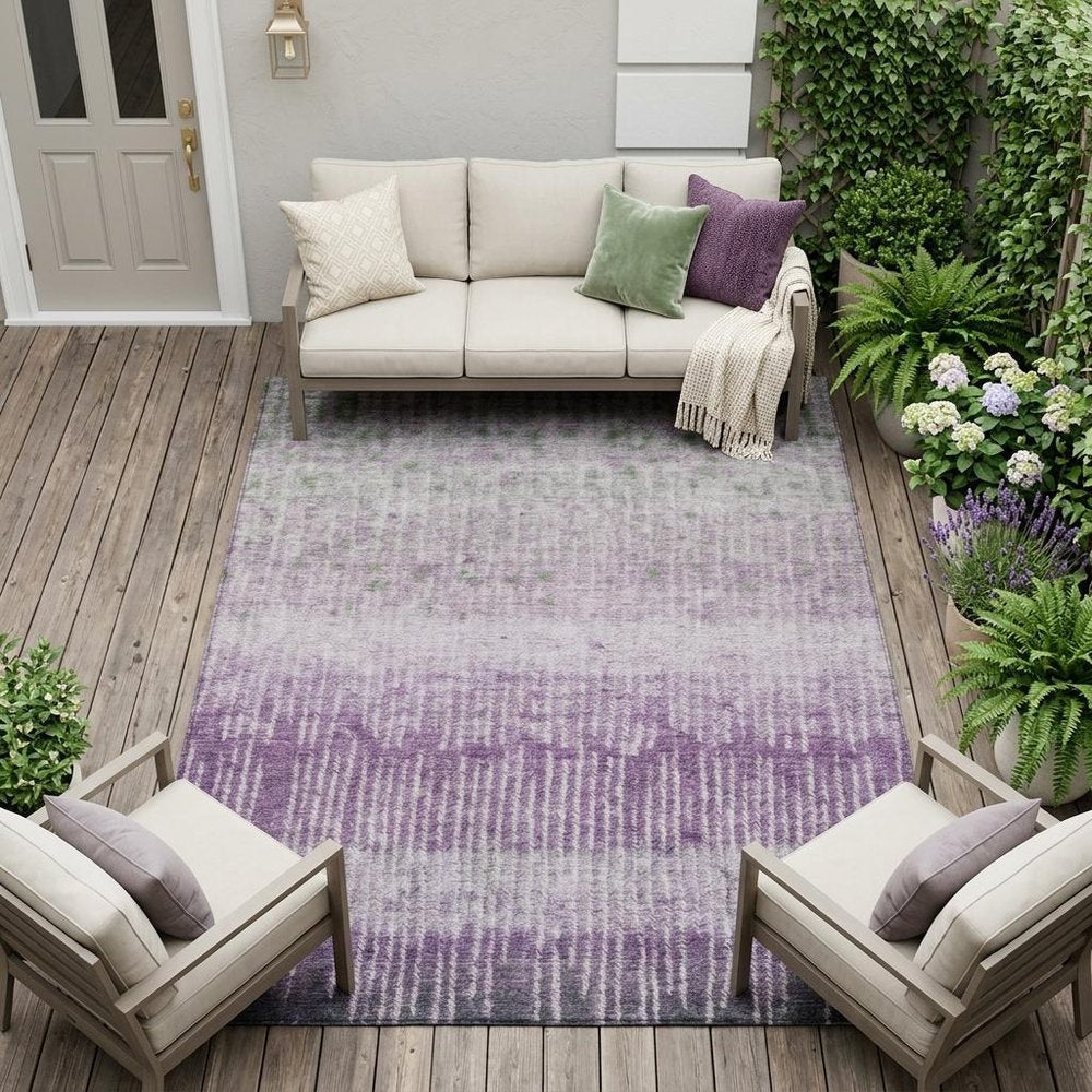 9' X 12' Purple And Lavender Abstract Washable Indoor Outdoor Area Rug HomeRoots