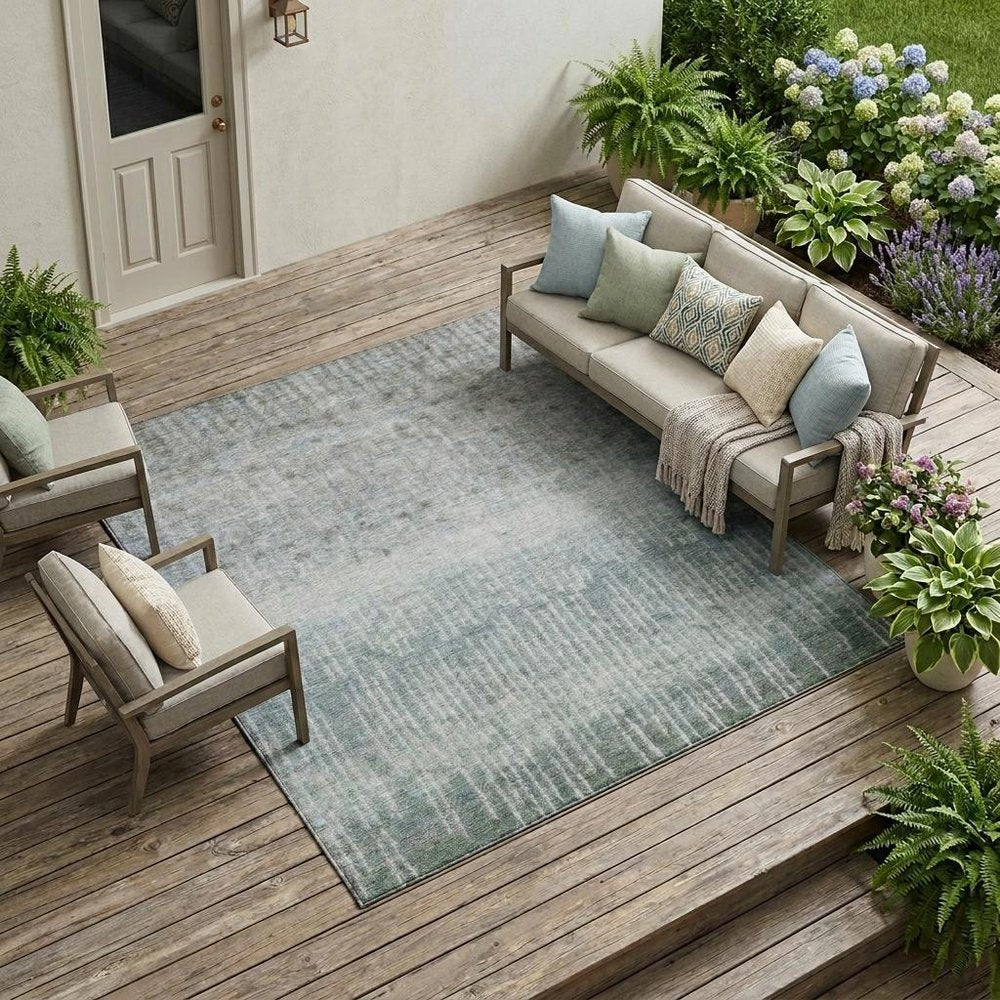 8' X 10' Sage And Green Abstract Washable Indoor Outdoor Area Rug HomeRoots