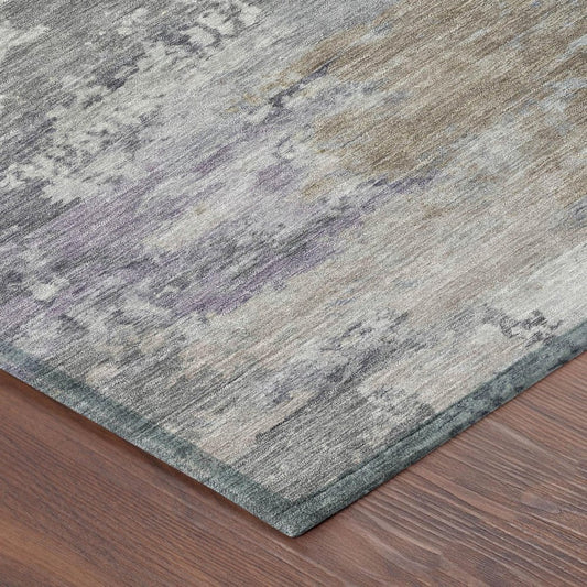 9' X 12' Gray And Silver Abstract Washable Indoor Outdoor Area Rug