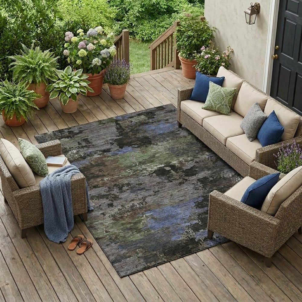 10' X 14' Brown And Graphite Abstract Washable Indoor Outdoor Area Rug HomeRoots