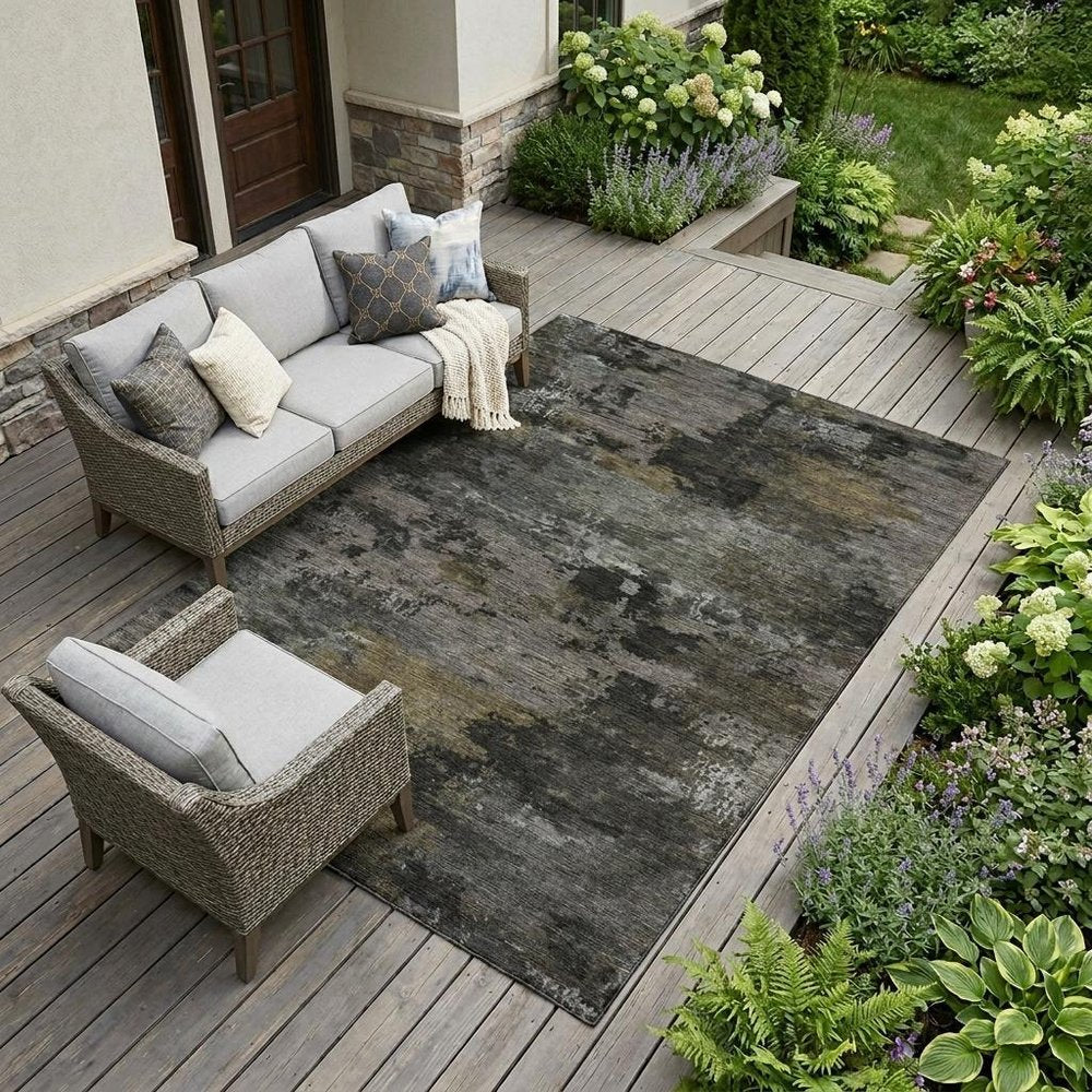 8' X 10' Pewter And Gray Abstract Washable Indoor Outdoor Area Rug HomeRoots