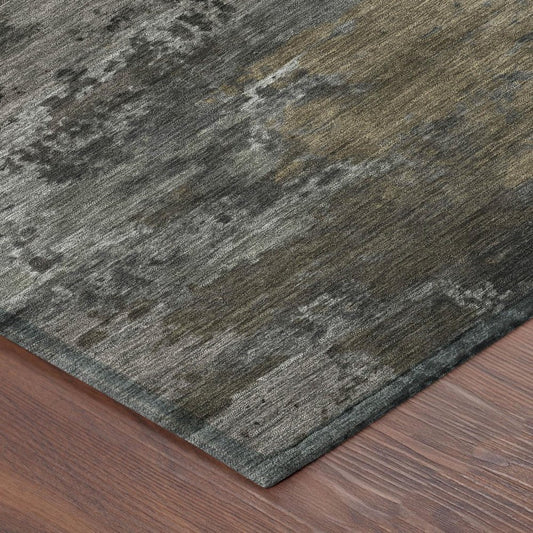 10' X 14' Pewter And Gray Abstract Washable Indoor Outdoor Area Rug