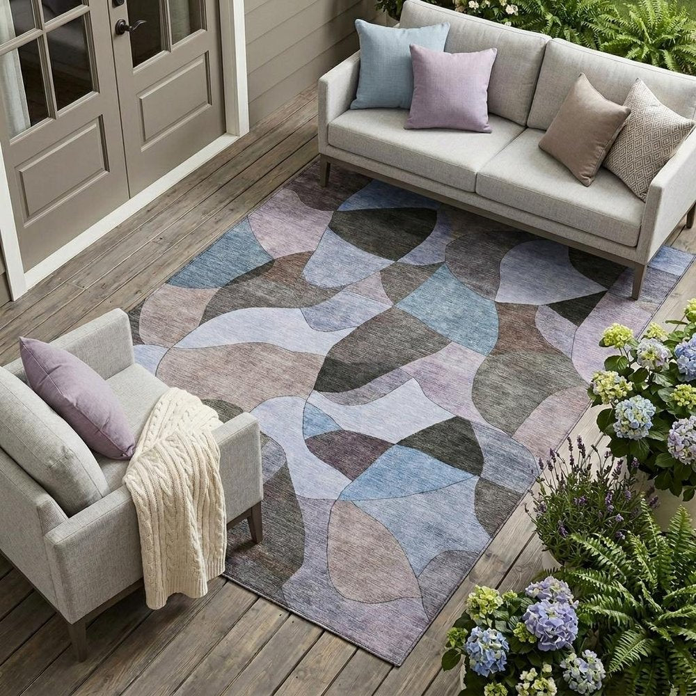 9' X 12' Brown And Graphite Abstract Washable Indoor Outdoor Area Rug HomeRoots