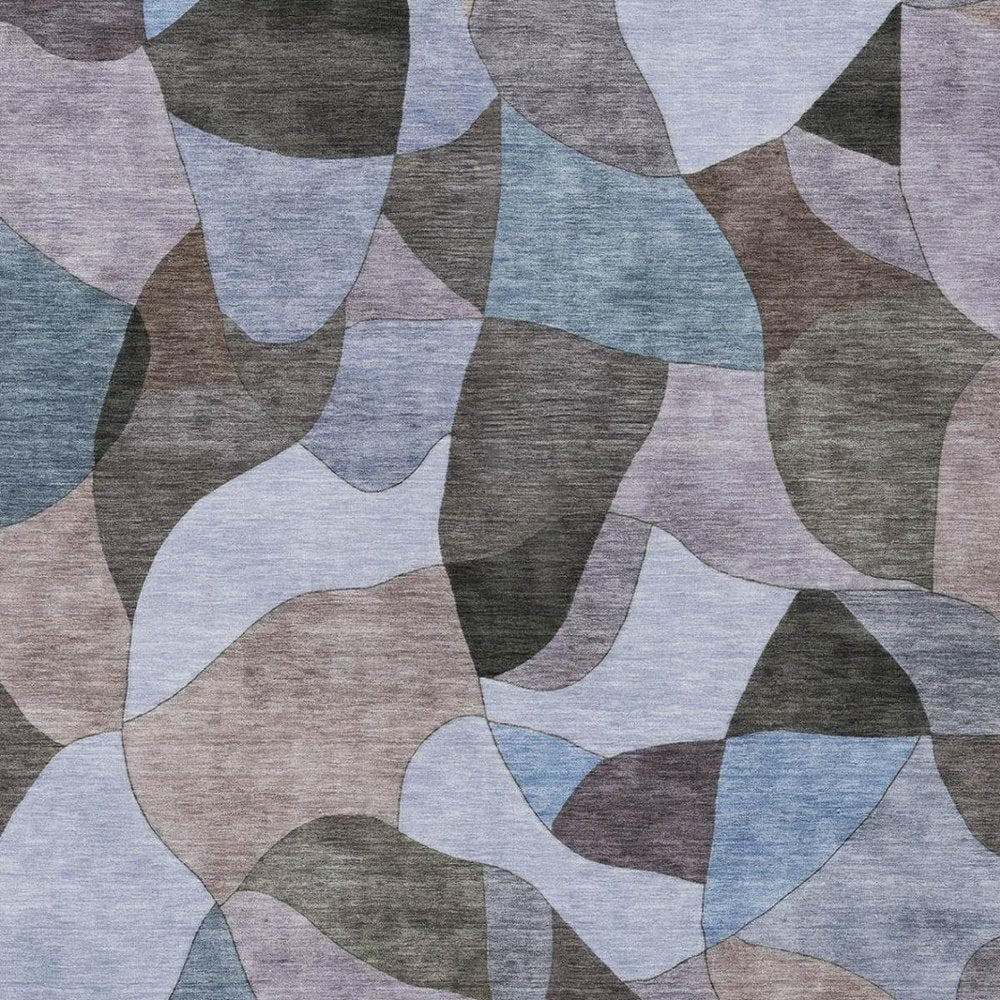 9' X 12' Brown And Graphite Abstract Washable Indoor Outdoor Area Rug