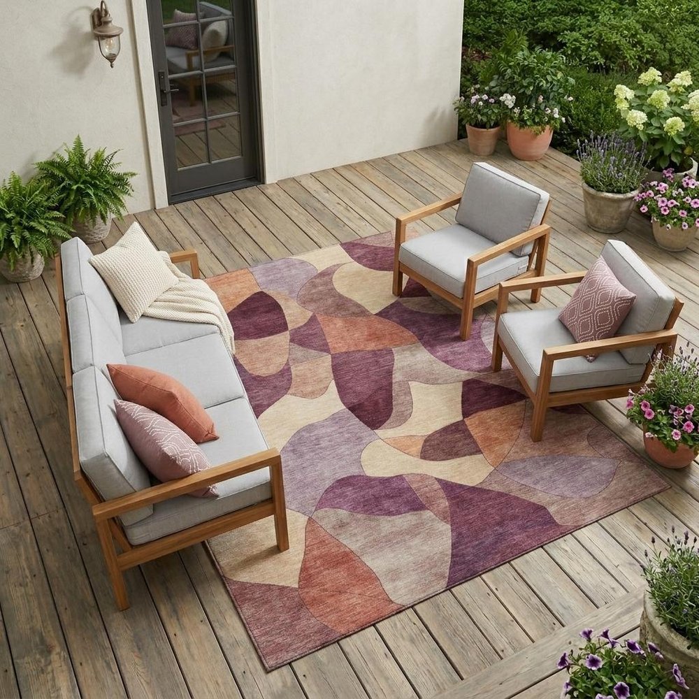 9' X 12' Merlot And Red Abstract Washable Indoor Outdoor Area Rug HomeRoots