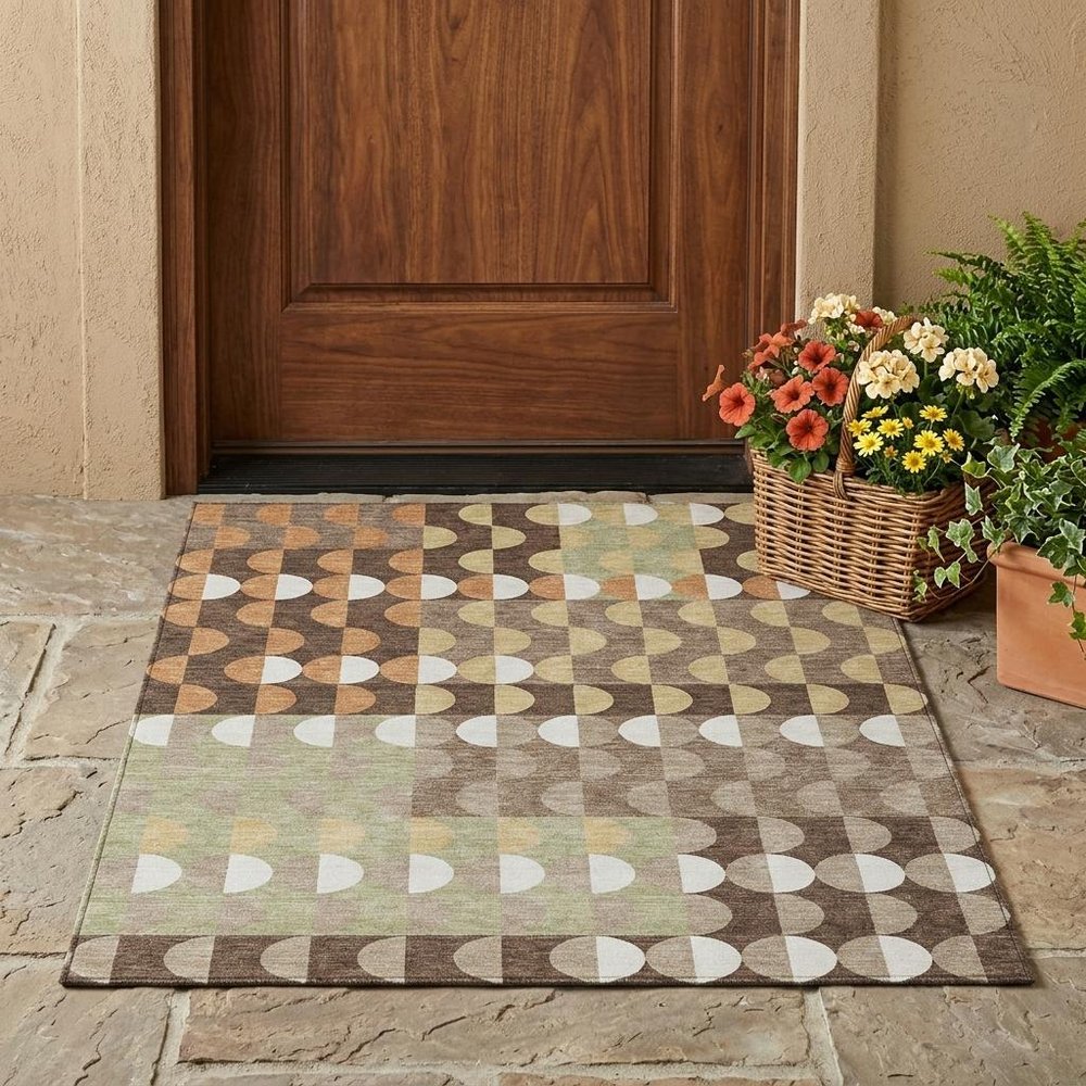 3' X 5' Coffee And Brown Geometric Washable Indoor Outdoor Area Rug HomeRoots