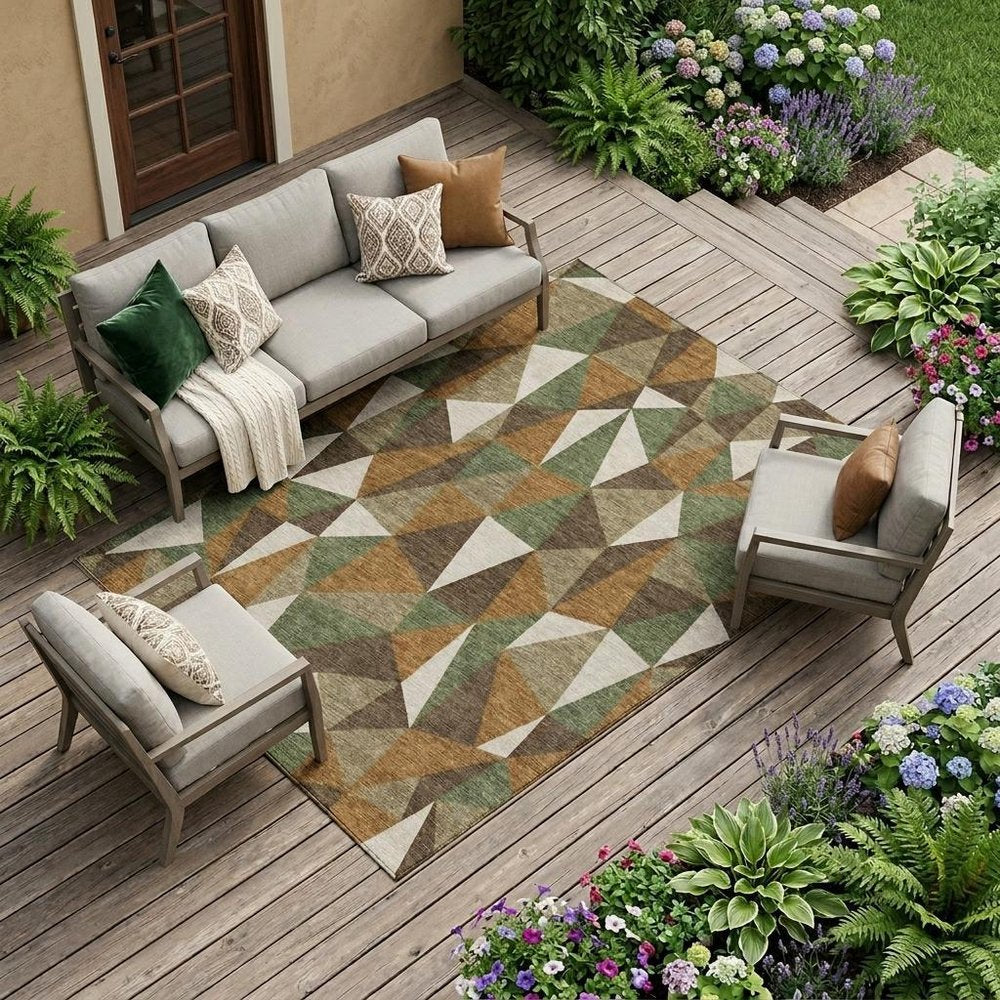10' X 14' Chocolate And Brown Geometric Washable Indoor Outdoor Area Rug HomeRoots