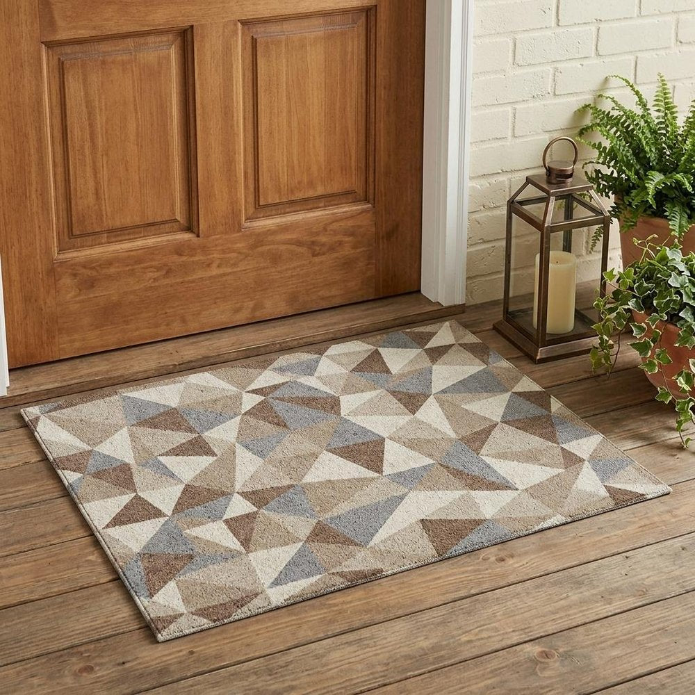 3' X 5' Ivory And Silver Geometric Washable Indoor Outdoor Area Rug HomeRoots