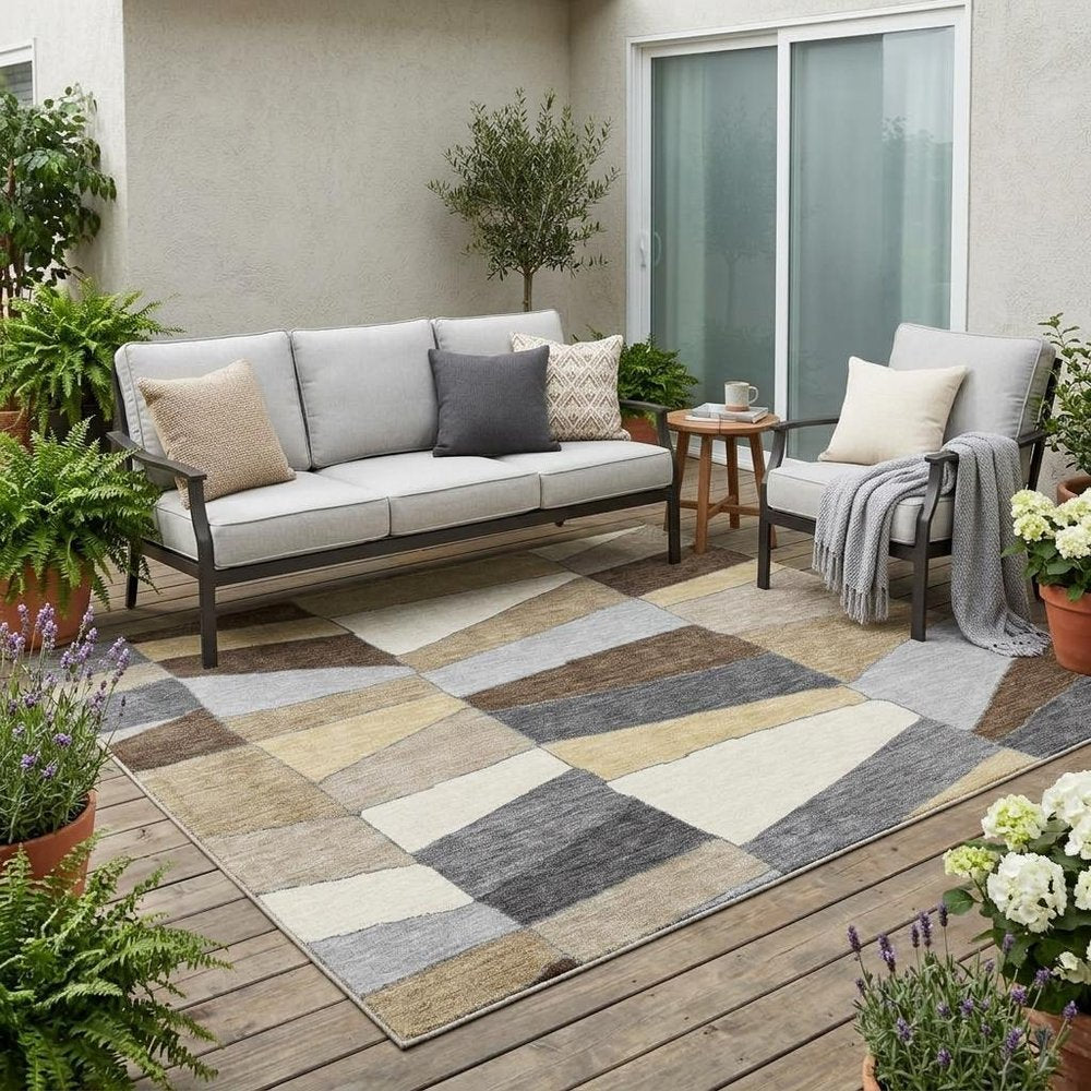 5' X 8' Chocolate And Brown Geometric Washable Indoor Outdoor Area Rug HomeRoots