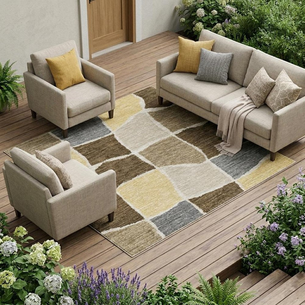 8' X 10' Chocolate And Brown Geometric Washable Indoor Outdoor Area Rug HomeRoots