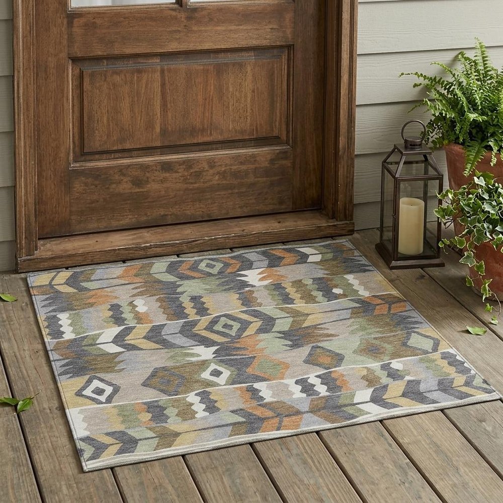 3' X 5' Gray And Graphite Geometric Washable Indoor Outdoor Area Rug HomeRoots