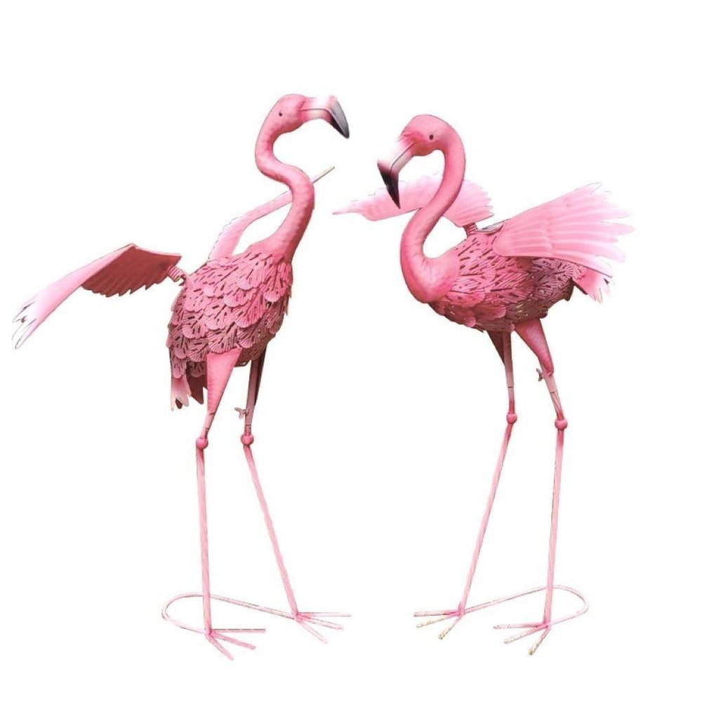 33" Pink Metal LED lights Flamingo Garden Accents Accessories