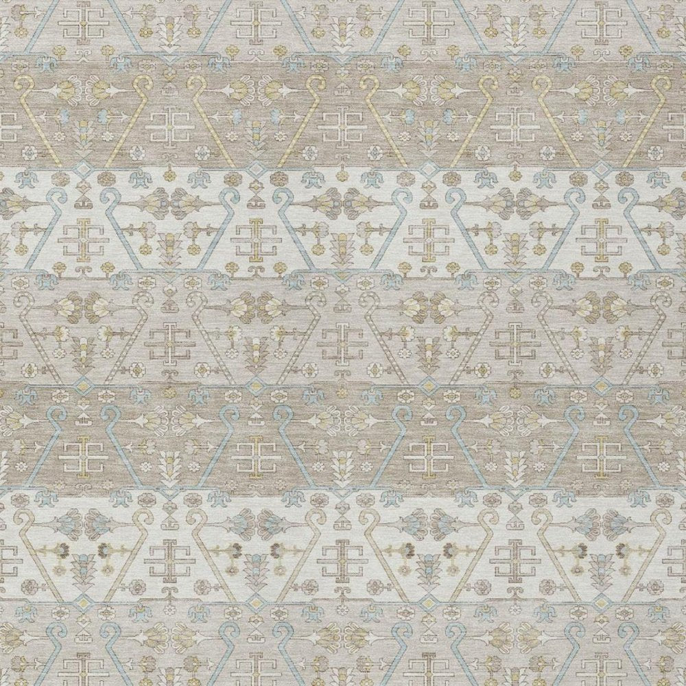 10' X 14' Ivory And Silver Oriental Washable Indoor Outdoor Area Rug