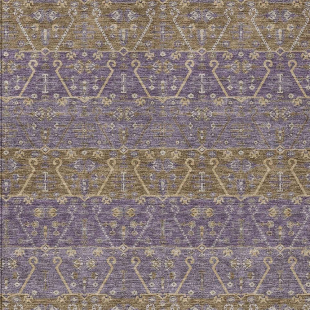 10' X 14' Plum And Purple Oriental Washable Indoor Outdoor Area Rug