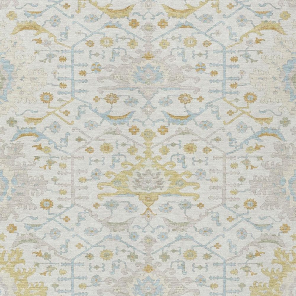 3' X 5' Ivory And Linen Oriental Washable Indoor Outdoor Area Rug