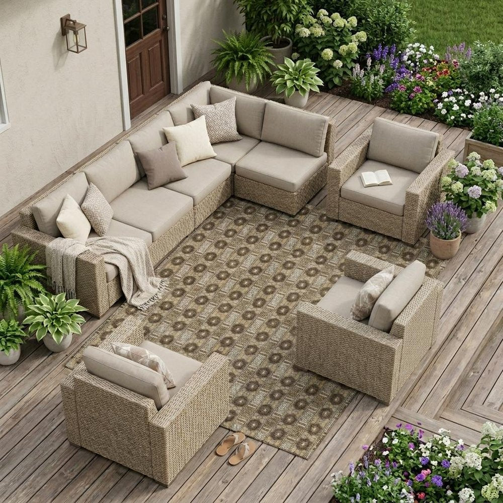 9' X 12' Chocolate And Brown Striped Washable Indoor Outdoor Area Rug HomeRoots