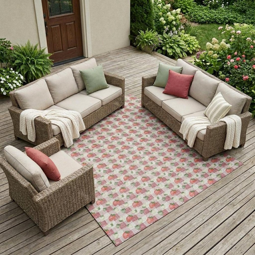 8' X 10' Blush And Pink Floral Washable Indoor Outdoor Area Rug HomeRoots