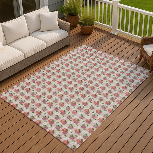 9' X 12' Blush And Pink Floral Washable Indoor Outdoor Area Rug HomeRoots