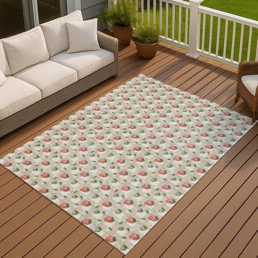 3' X 5' Ivory And Beige Floral Washable Indoor Outdoor Area Rug HomeRoots