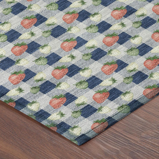 10' X 14' Navy Blue And Blue Floral Washable Indoor Outdoor Area Rug HomeRoots