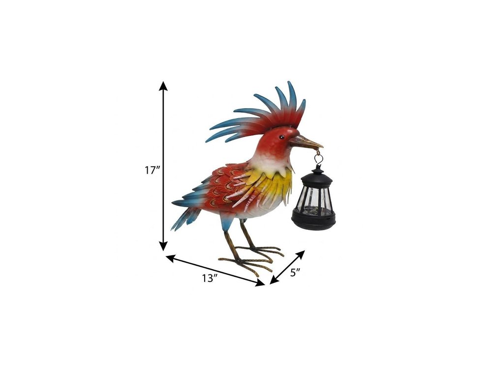 17" Red Blue And Yellow Metal LED lights Birds Garden Accents Accessories HomeRoots