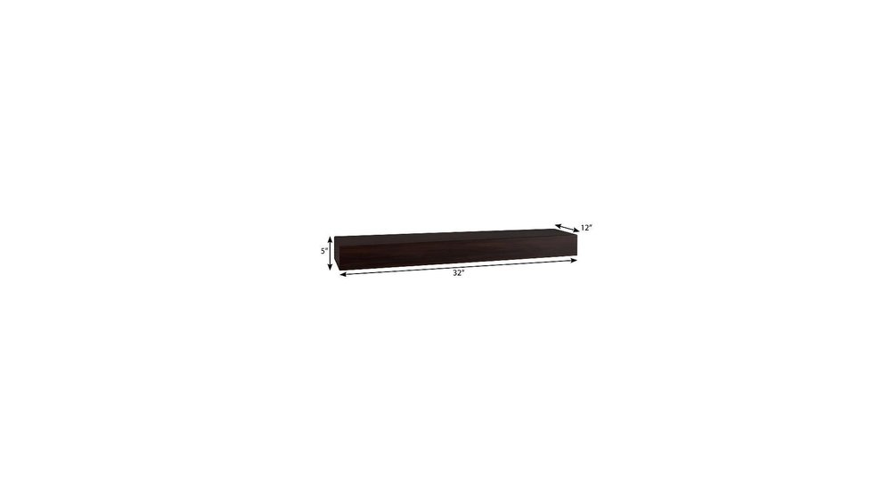 12" Espresso Solid Wood Wall Mounted Floating Shelf HomeRoots