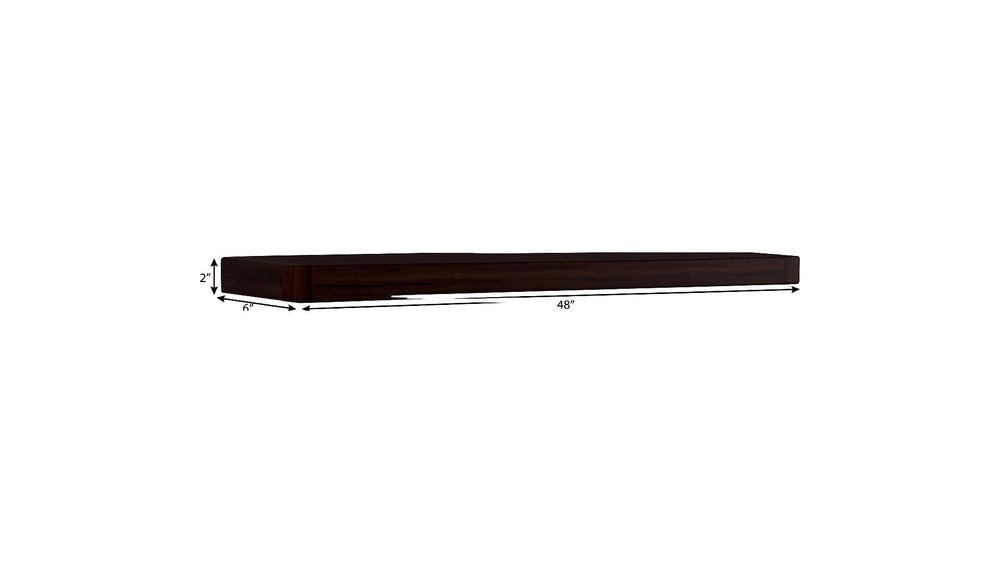 12" Espresso Solid Wood Wall Mounted Floating Shelf HomeRoots