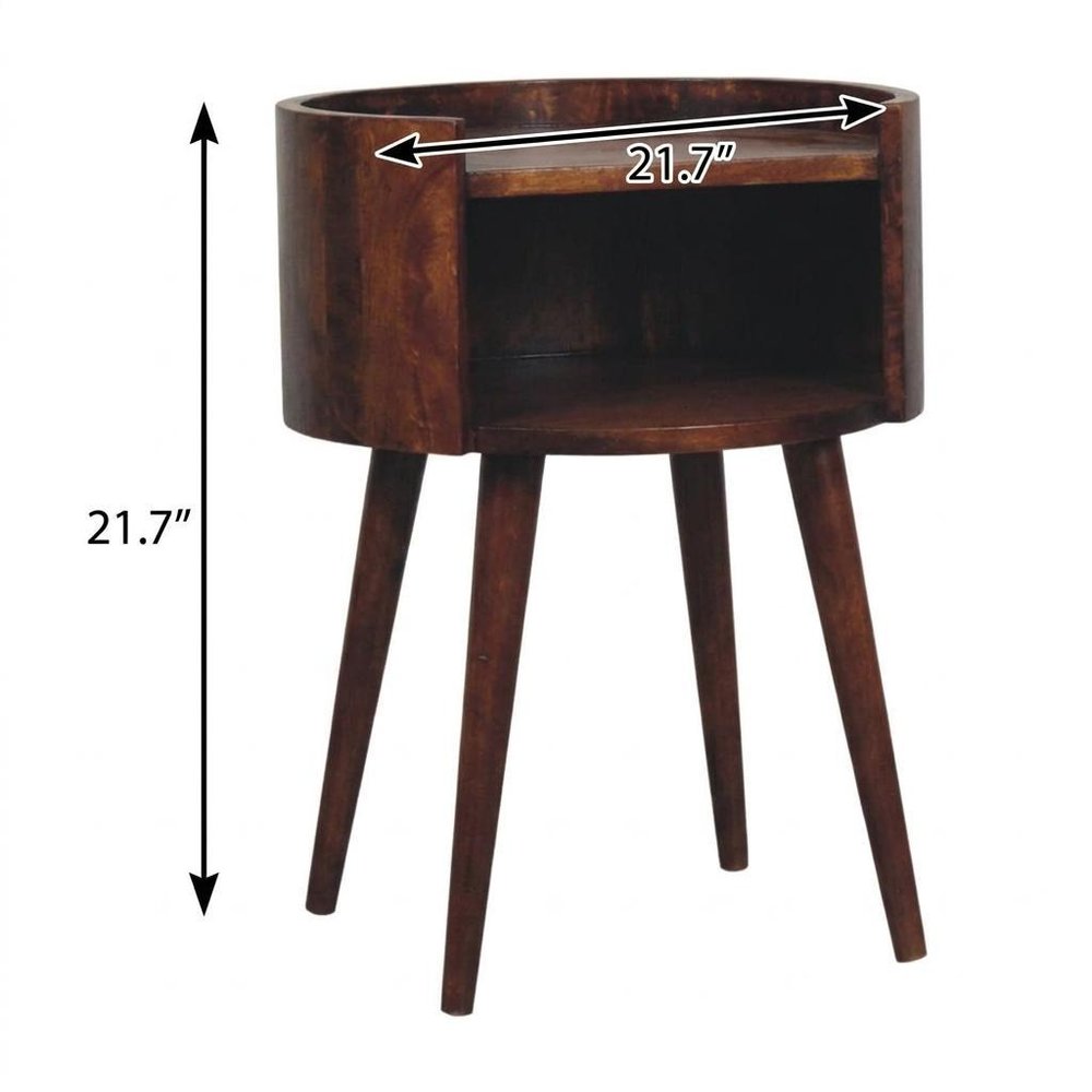 22" Chestnut Solid Wood Round Nightstand
