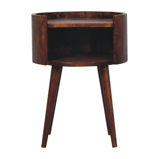 22" Chestnut Solid Wood Round Nightstand