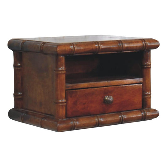 17" Chestnut Solid Wood Spindle One Drawer Floating Nightstand