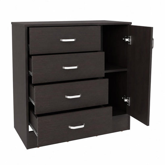 Set Of Two 31" Brown Wood And Metal Four Drawer Combo Dresser