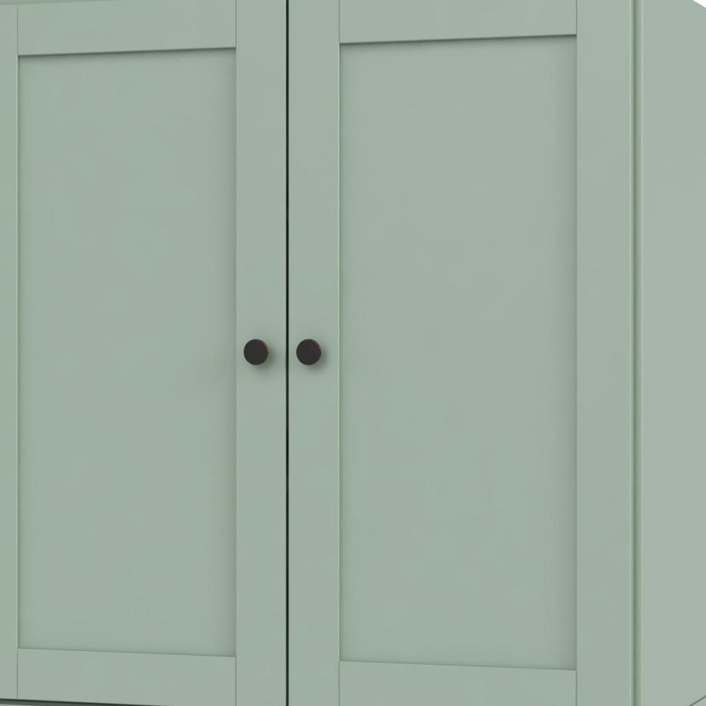 36" Sage Solid Wood Adjustable Three Tier Library Bookcase with Two Doors