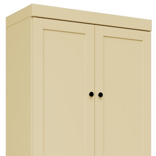 72" Yellow Solid Wood Adjustable Six Tier Library Bookcase with Four Doors