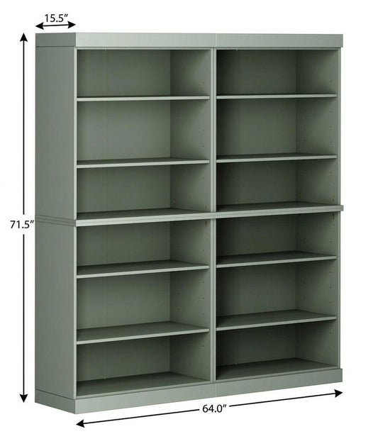 72" Sage Solid Wood Adjustable Twelve Tier Library Bookcase