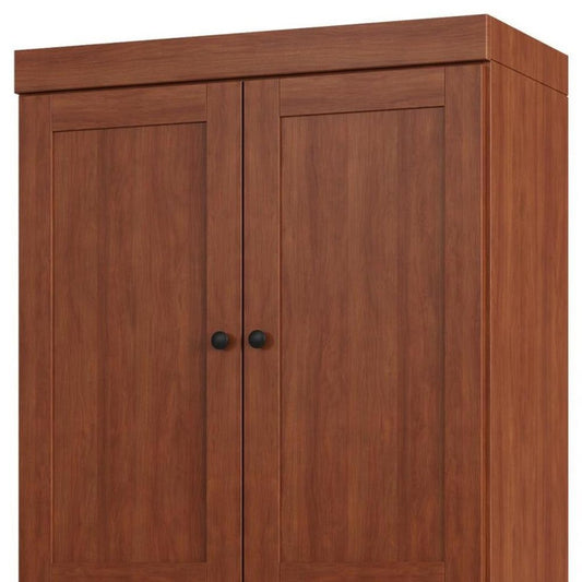 32" Coffee Solid Wood Four Door Linen Cabinet