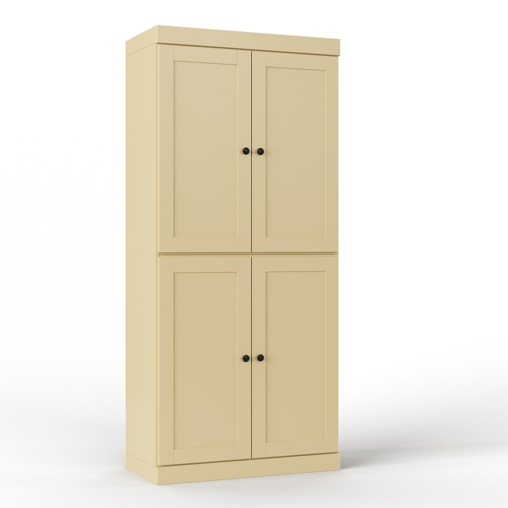 32" Yellow Solid Wood Four Door Linen Cabinet