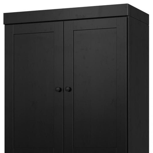 32" Black Solid Wood Four Door Linen Cabinet