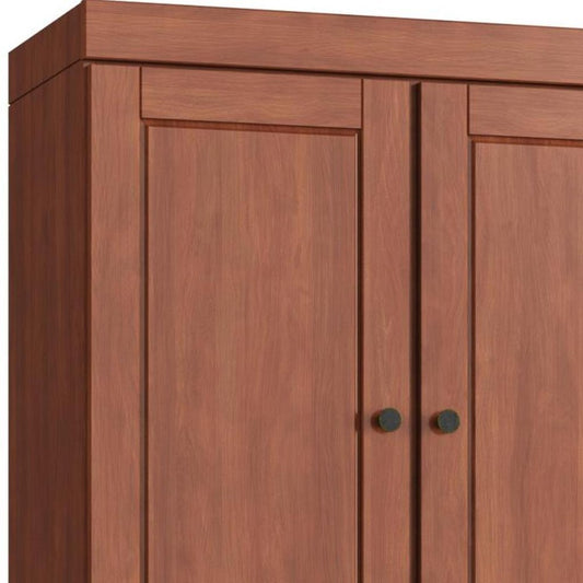 32" Coffee Solid Wood Four Door Linen Cabinet