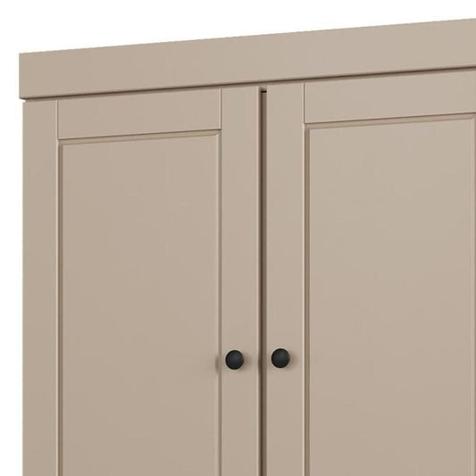 32" Beige Solid Wood Four Door Linen Cabinet