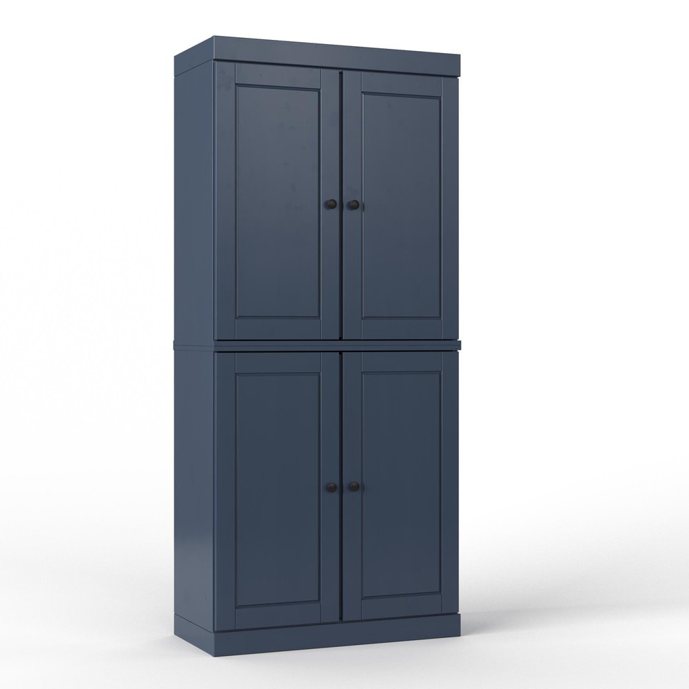 32" French Blue Solid Wood Four Door Linen Cabinet