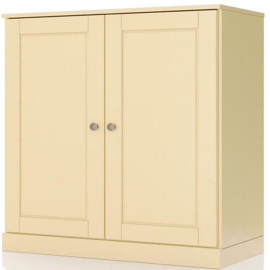 32" Yellow Solid Wood Double Door Linen Cabinet